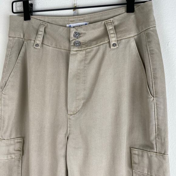 Paige Dion Cargo Pants Size 28 Vintage Sand Full Length Wide Leg Cotton Casual - Picture 10 of 16